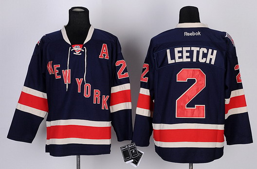 New York Rangers #2 Brian Leetch Navy Blue Third 85TH Jersey