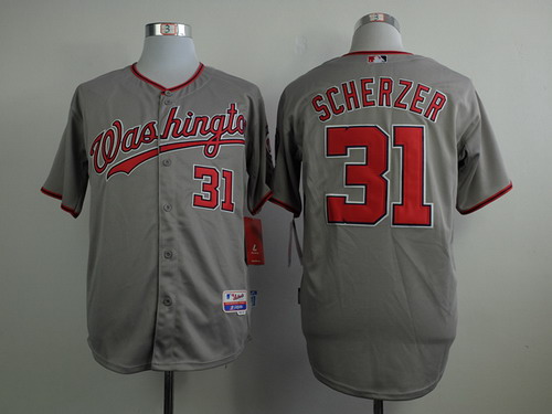 Washington Nationals #31 Max Scherzer Gray Jersey