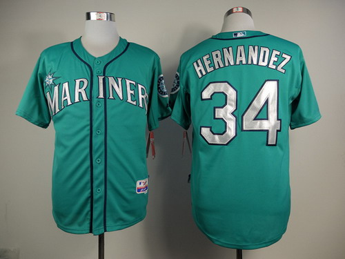 Seattle Mariners #34 Felix Hernandez Green With Silver Jersey