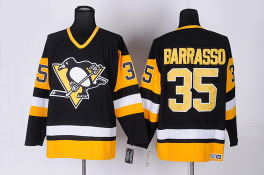 Pittsburgh Penguins #35 Tom Barrasso Black Throwback CCM Jersey