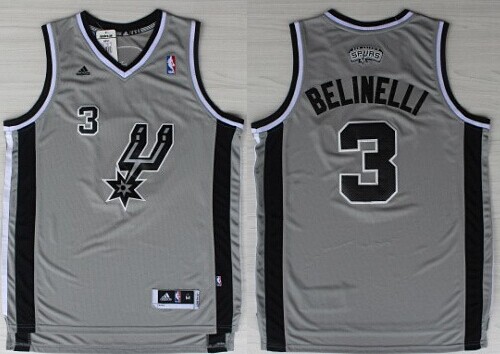 San Antonio Spurs #3 Marco Belinelli Revolution 30 Swingman Gray Jersey