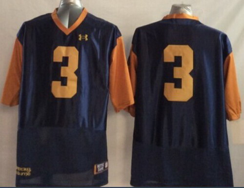 Notre Dame Fighting Irish #3 Joe Montana 2014 Blue With Yellow Jersey