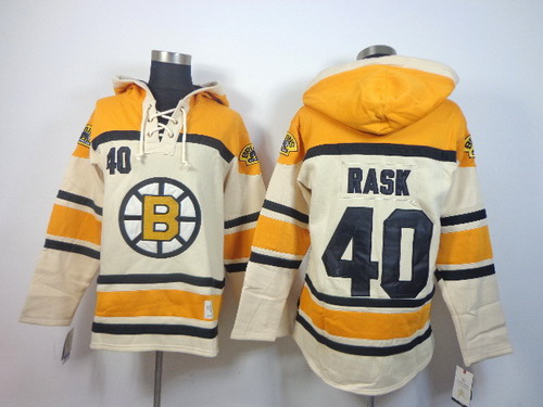 Old Time Hockey Boston Bruins #40 Tuukka Rask Cream Hoodie