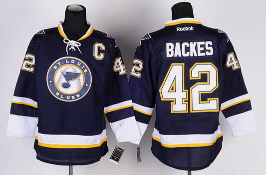 St. Louis Blues #42 David Backes Navy Blue Third Jersey