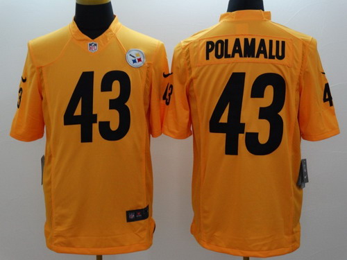 Nike Pittsburgh Steelers #43 Troy Polamalu Yellow Limited Jersey