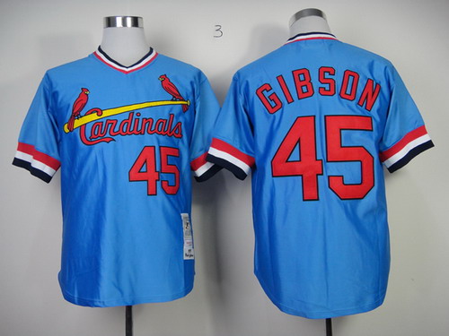 St. Louis Cardinals #45 Bob Gibson 1979 Light Blue Throwback Jersey