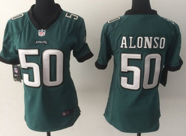 Nike Philadelphia Eagles #50 Kiko Alonso Dark Green Game Womens Jersey