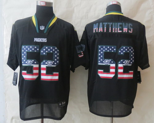 Nike Green Bay Packers #52 Clay Matthews 2014 USA Flag Fashion Black Elite Jersey