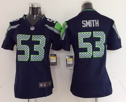 Nike Seattle Seahawks #53 Malcolm Smith Navy Blue Game Womens Jersey