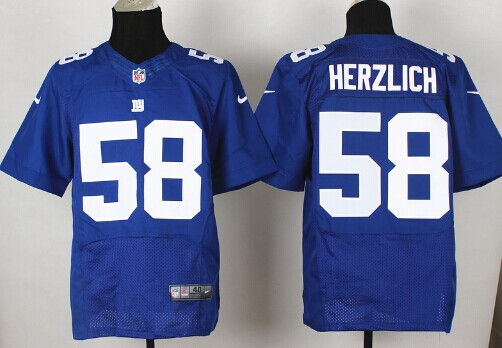 Nike New York Giants #58 Mark Herzlich Blue Elite Jersey