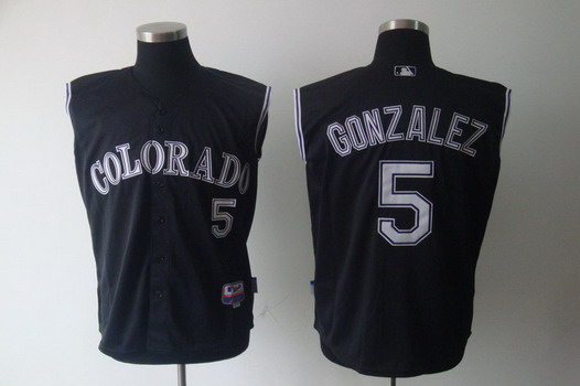 Colorado Rockies #5 Carlos Gonzalez Black Sleeveless Jersey