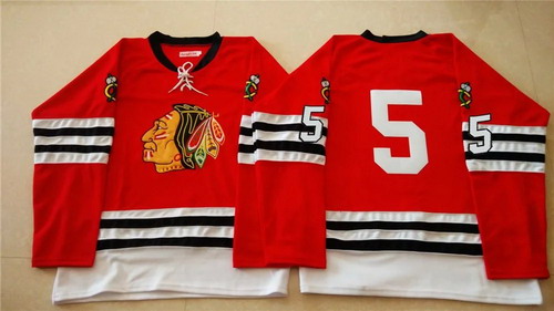 Chicago Blackhawks #5 David Rundblad 1960-61 Red Vintage Jersey