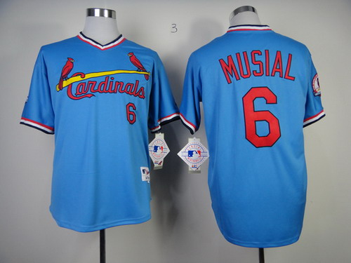 St. Louis Cardinals #6 Stan Musial 1982 Light Blue Pullover Jersey