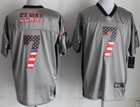 Nike Denver Broncos #7 John Elway 2014 USA Flag Fashion Gray Elite Jersey