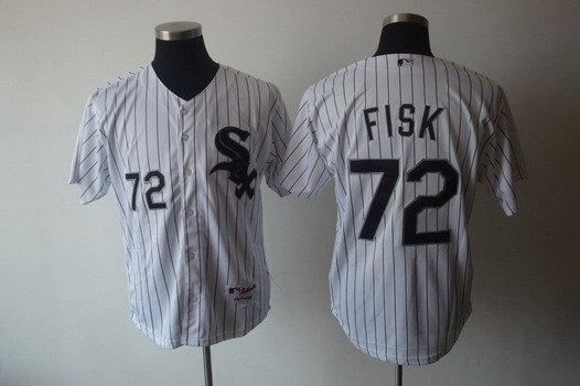 Chicago White Sox #72 Carlton Fisk White With Black Pinstripe Jersey