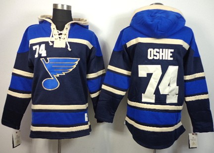 Old Time Hockey St. Louis Blues #74 T.J. Oshie Navy Blue Hoodie