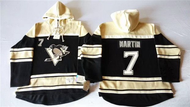 Old Time Hockey Pittsburgh Penguins #7 Paul Martin Black Hoodie