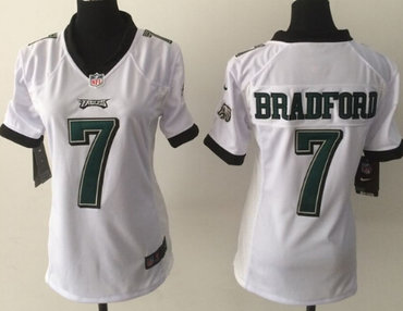 Nike Philadelphia Eagles #7 Sam Bradford White Game Womens Jersey