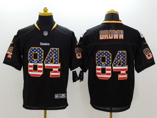 Nike Pittsburgh Steelers #84 Antonio Brown 2014 USA Flag Fashion Black Elite Jersey