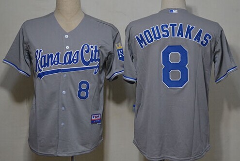 Kansas City Royals #8 Mike Moustakas Gray Jersey