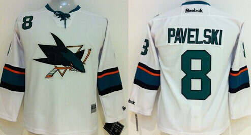 San Jose Sharks #8 Joe Pavelski 2014 White Kids Jersey