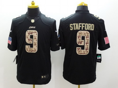 Nike Detroit Lions #9 Matthew Stafford Salute to Service Black Limited Jersey