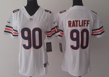 Nike Chicago Bears #90 Jeremiah Ratliff White Limited Womens Jersey