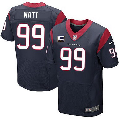 Nike Houston Texans #99 J.J. Watt Blue C Patch Elite Jersey