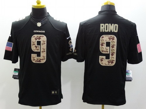 Nike Dallas Cowboys #9 Tony Romo Salute to Service Black Limited Jersey