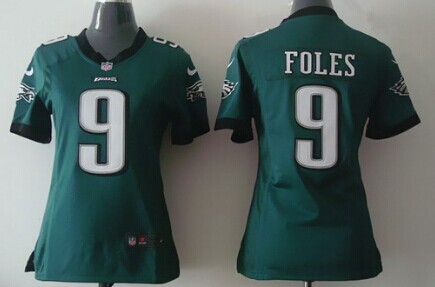 Nike Philadelphia Eagles #9 Nick Foles Dark Green Game Womens Jersey