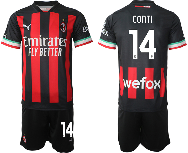 AC Milan  14 CONTI Home Black 2022-2023 Soccer jerseys suit