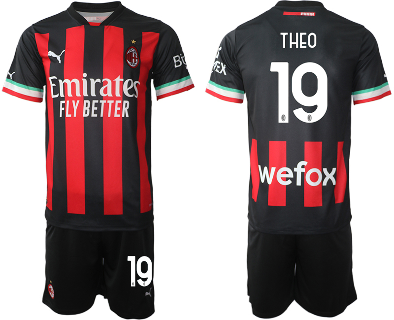 AC Milan  19 THEO Home Black 2022-2023 Soccer jerseys suit