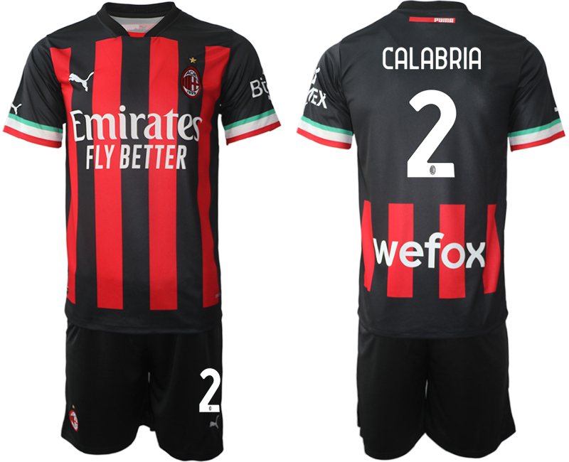 AC Milan  2 CALABRIA Home Black 2022-2023 Soccer jerseys suit