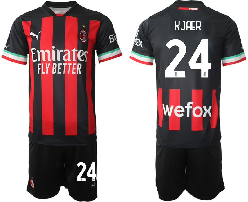 AC Milan  24 KJAER Home Black 2022-2023 Soccer jerseys suit