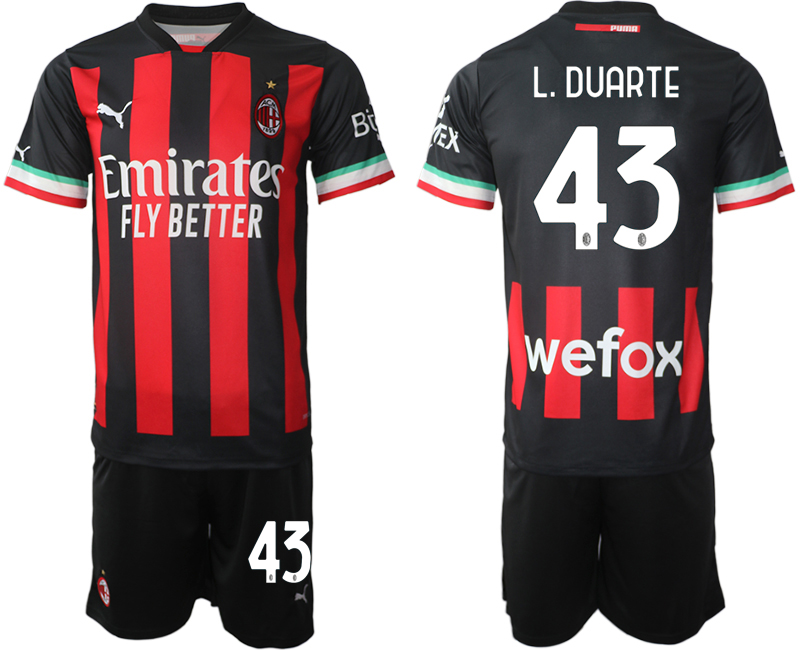 AC Milan  43 L.DUARTE Home Black 2022-2023 Soccer jerseys suit