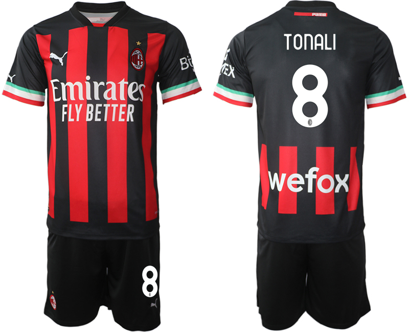 AC Milan  8 TONALI Home Black 2022-2023 Soccer jerseys suit