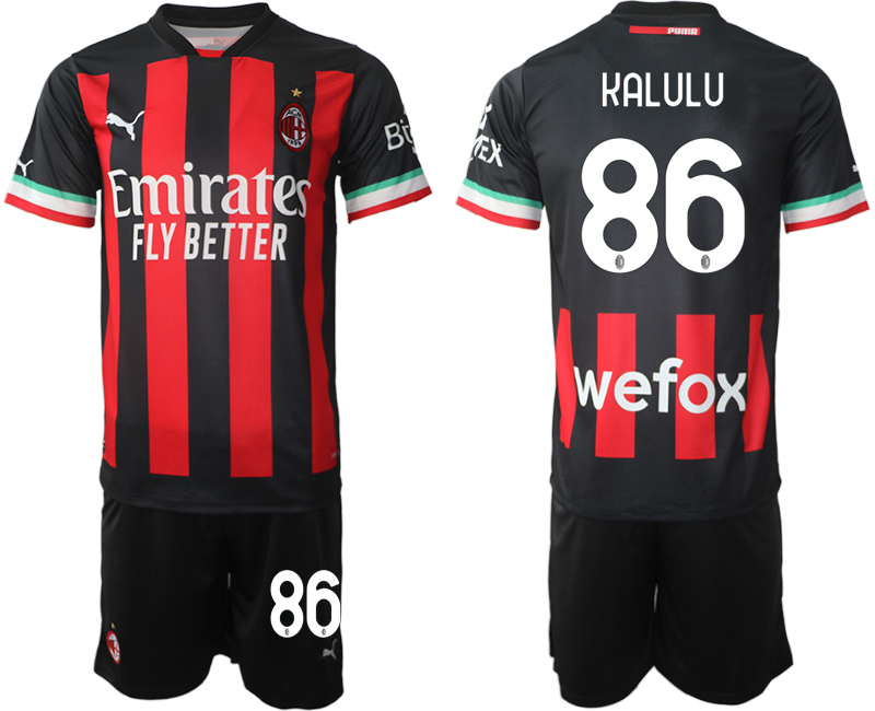 AC Milan  86 KALULU Home Black 2022-2023 Soccer jerseys suit