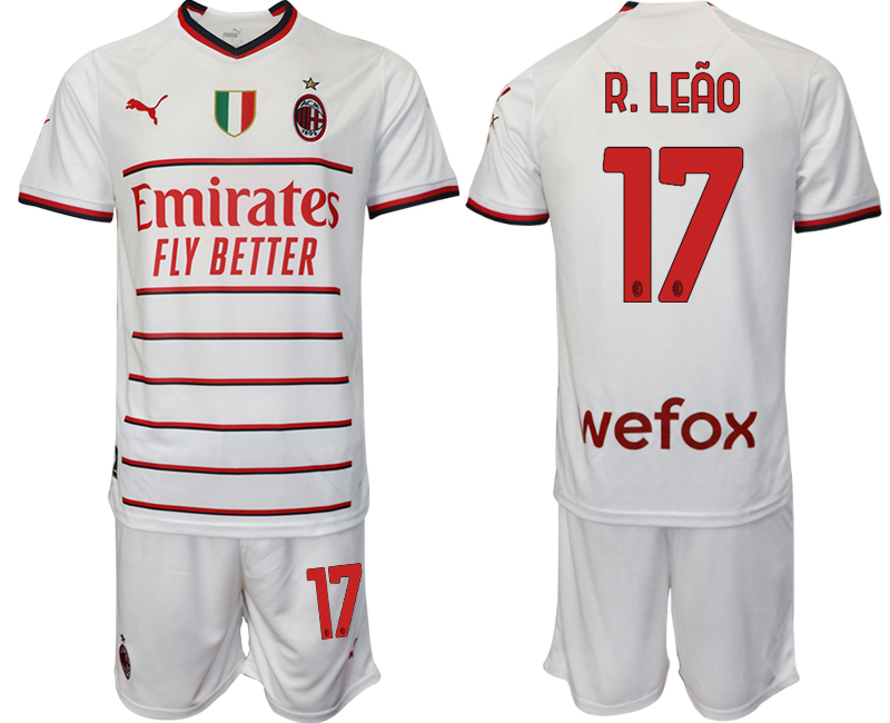 AC Milan 14 R.LEAO White away 2022-2023 Soccer jerseys suit