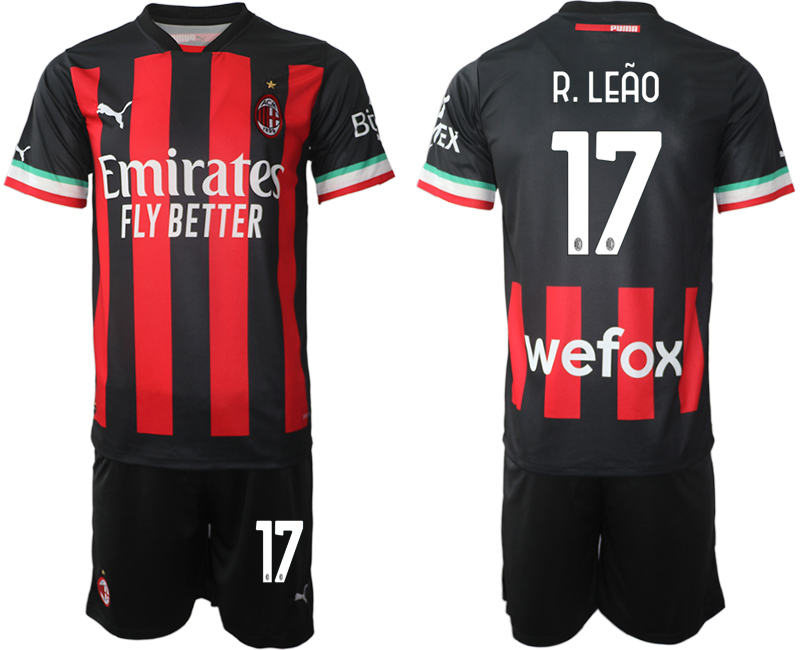 AC Milan 17 R.LEAO Home Black 2022-2023 Soccer jerseys suit