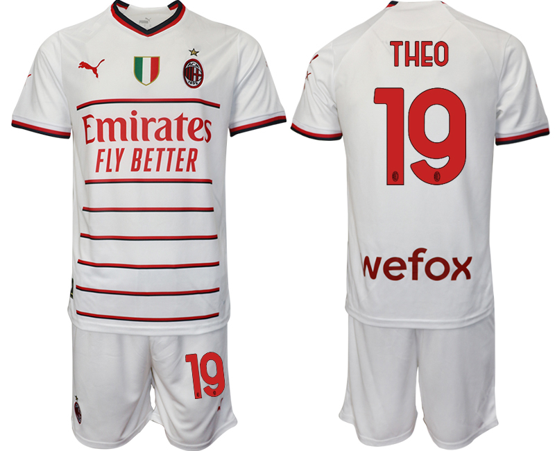 AC Milan 19 THEO White away 2022-2023 Soccer jerseys suit