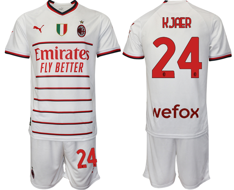 AC Milan 24 KJAER White away 2022-2023 Soccer jerseys suit