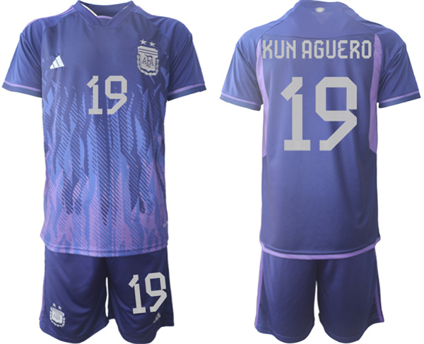 Argentina 19 KUN AGUERO 2022-2023 away jerseys Suit