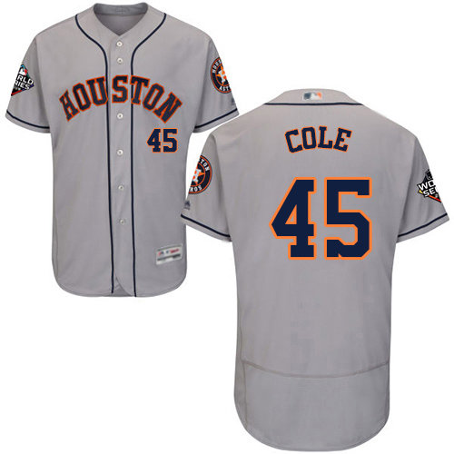 Astros #45 Gerrit Cole Grey Flexbase Authentic Collection 2019 World Series Bound Stitched Baseball Jersey