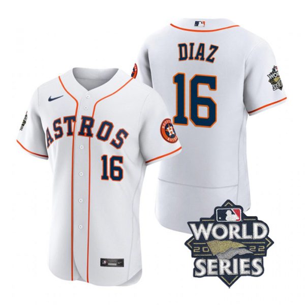 Astros 16 Aledmys Diaz White Nike 2022 World Series Flexbase Jersey