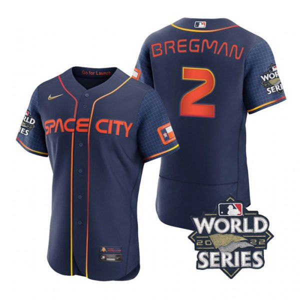 Astros 2 Alex Bregman Navy Nike 2022 World Series City Connect Flexbase Jersey