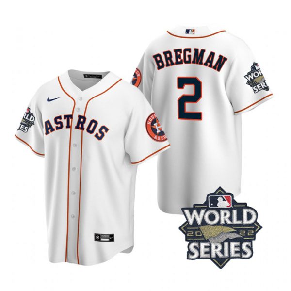 Astros 2 Alex Bregman White Nike 2022 World Series Cool Base Jersey