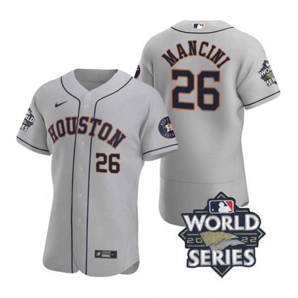 Astros 26 Trey Mancini Gray Nike 2022 World Series Flexbase Jersey