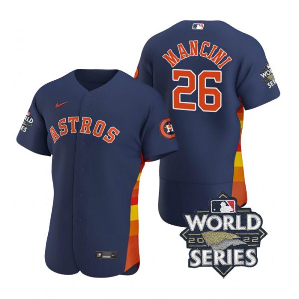 Astros 26 Trey Mancini Navy Nike 2022 World Series Flexbase Jersey