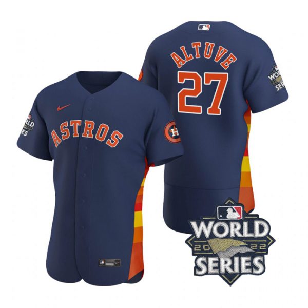 Astros 27 Jose Altuve Navy Nike 2022 World Series Flexbase Jersey