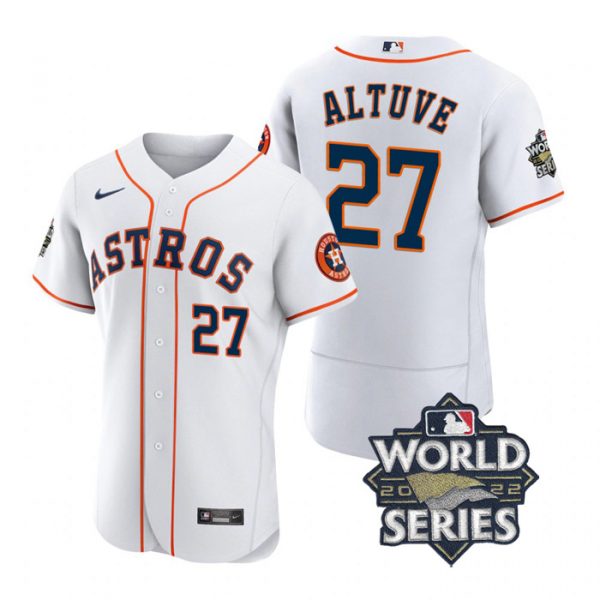 Astros 27 Jose Altuve White Nike 2022 World Series Flexbase Jersey